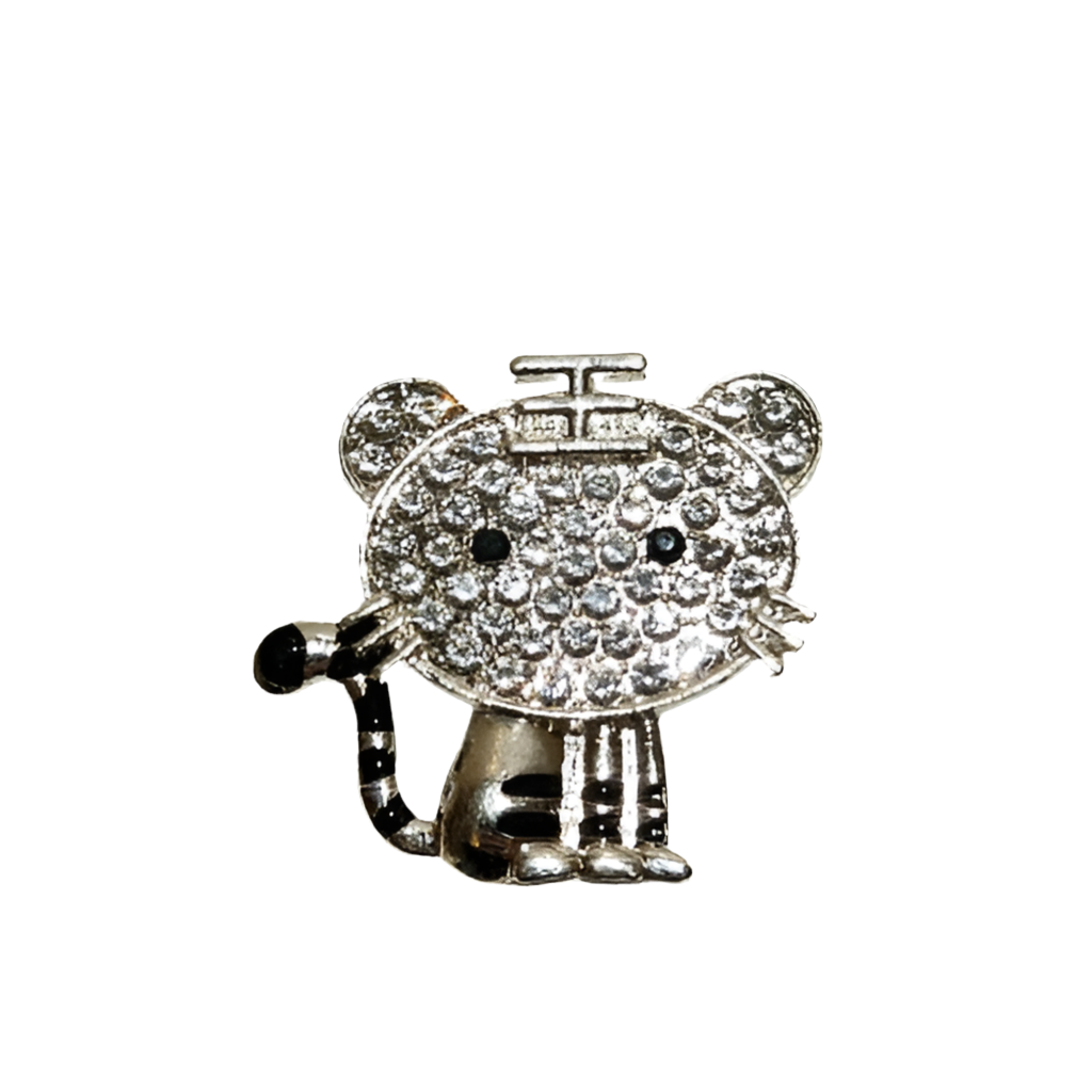 Silver Cat Croc Charm Metal