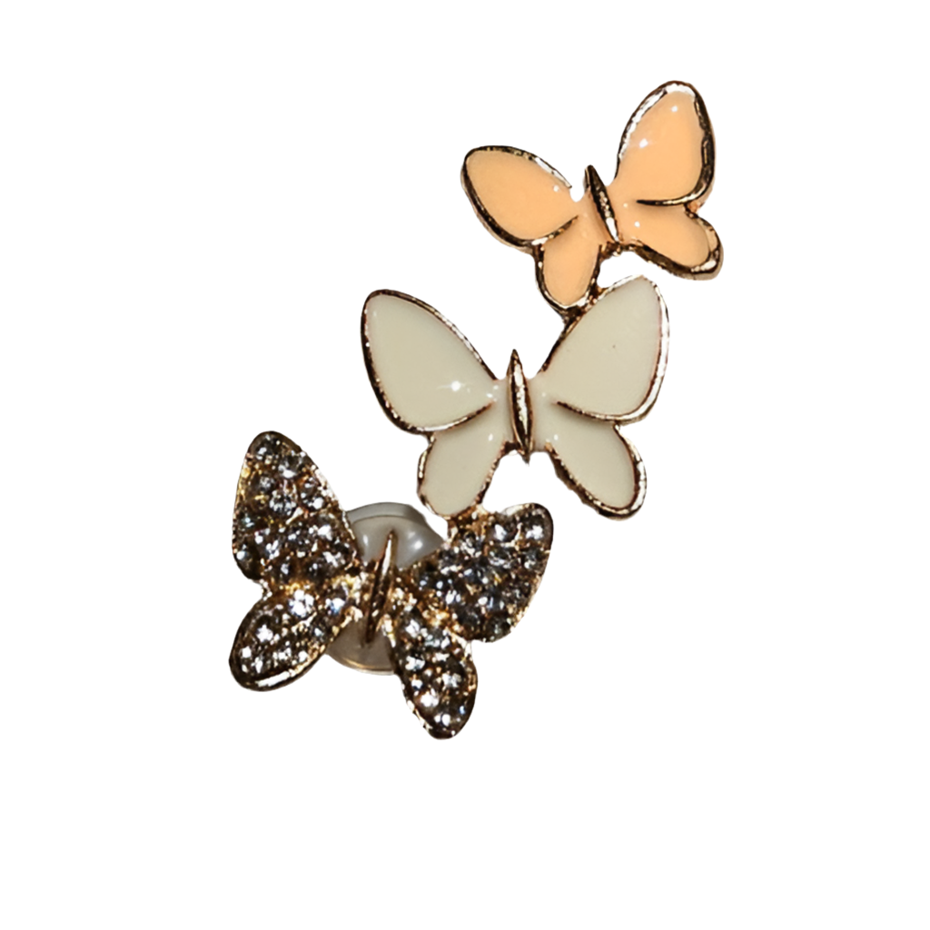 Triple Butterfly Croc Charm Metal