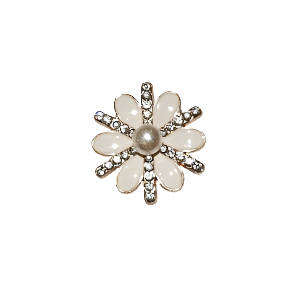 Pearl Flower Croc Charm Metal