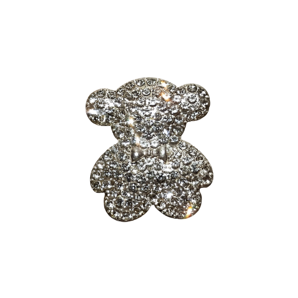 Silver Bear Croc Charm Metal