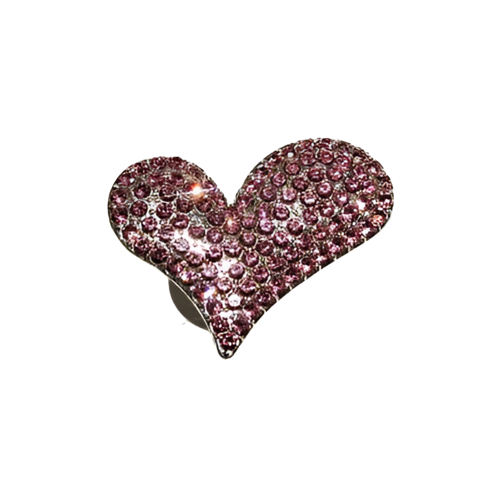 Pink Heart Croc Charm Metal