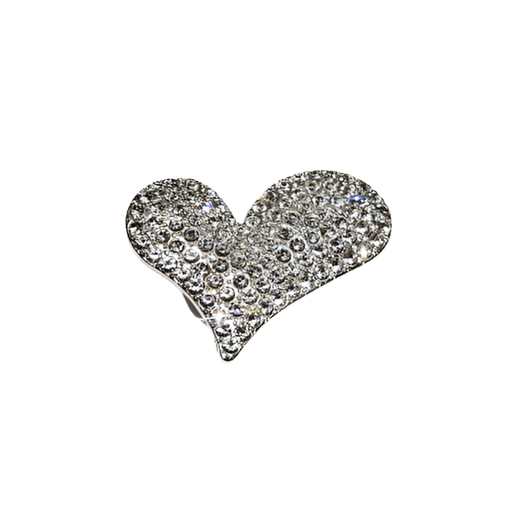 Silver Heart Croc Charm Metal