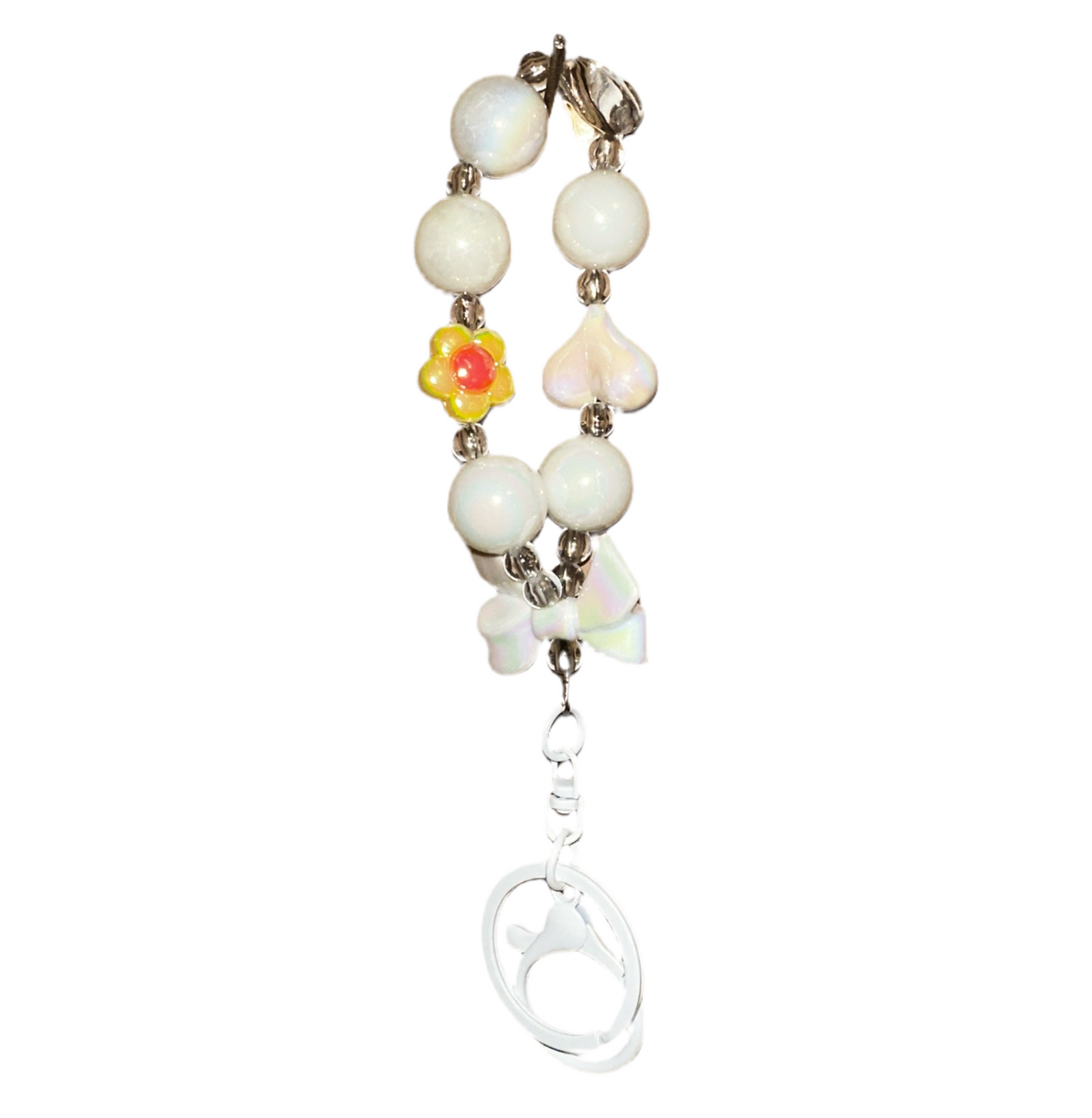 White Flower Keychain