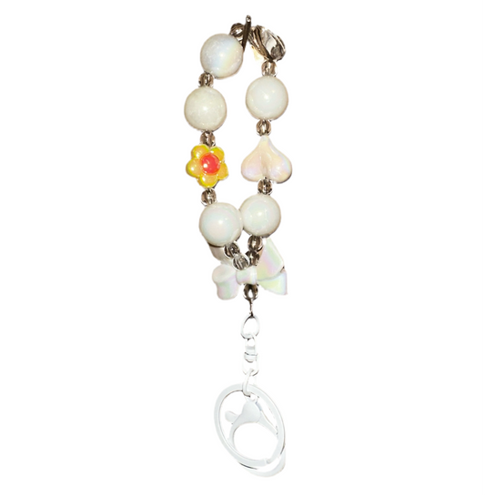 White Flower Keychain